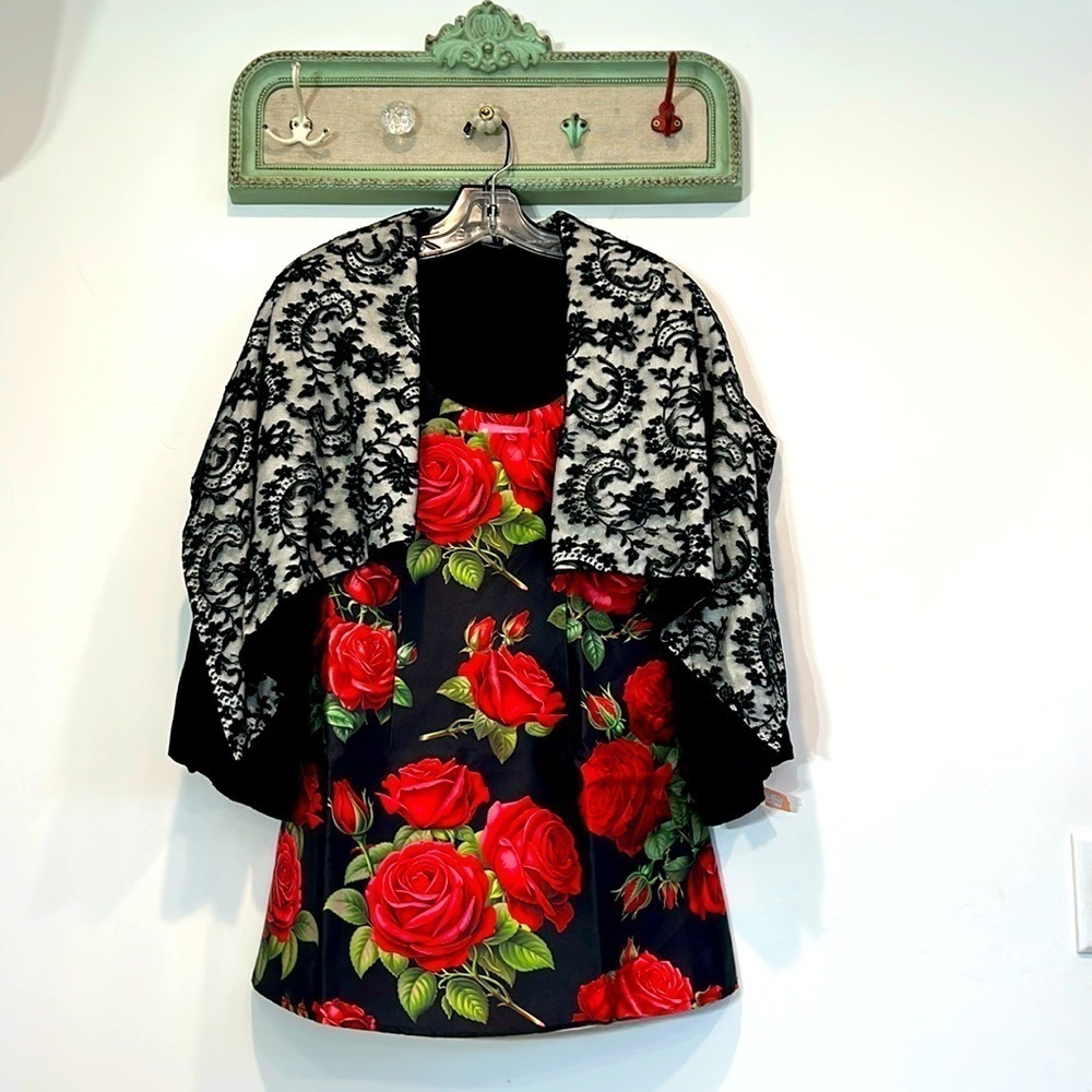 Brand new bed of roses pixie mini dress fit and flare medium black and red nwt
